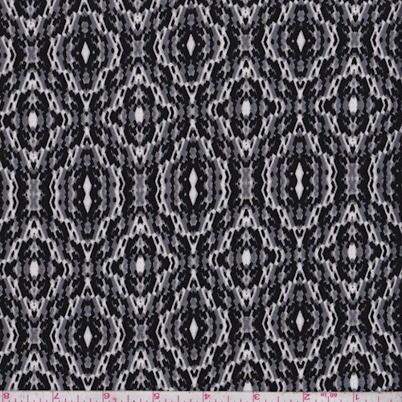 Black/Pewter Diamond Medallion Chevron Techno Crepe Knit Fabric By the Yard